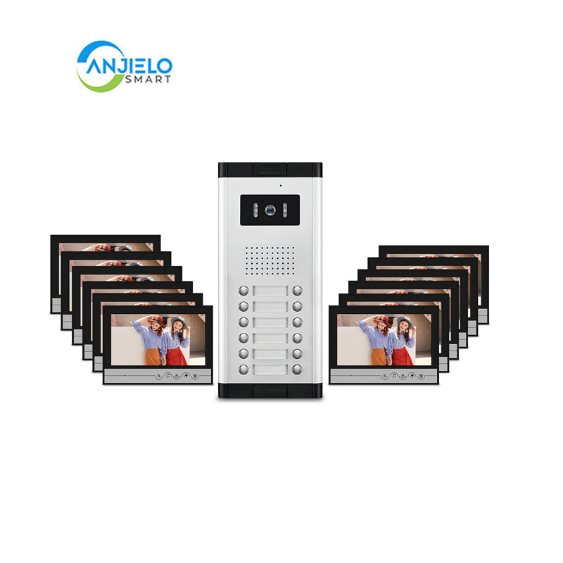 AnjieloSmart Tuya Wifi 9 inch Video Door Phone Intercom System for 2/3/4/5/6/8/10/12 Villa video Intercom Camera For Multi-Apartment