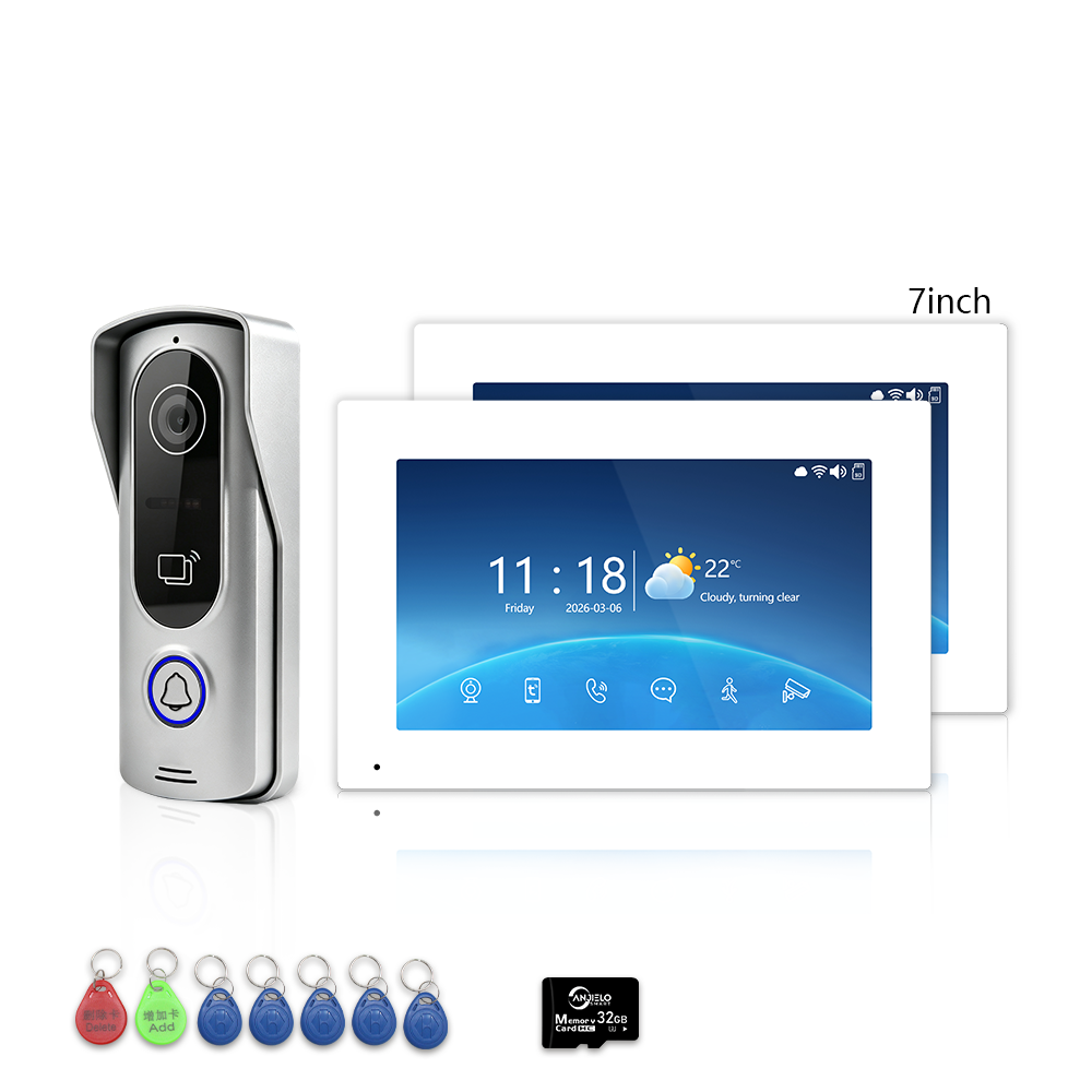 4 Wire Tuya Smart Video Intercom System | 1080P Wired Video Doorbell with Indoor Touch Monitor, RFID Card Unlock, Motion Detection, Night Vision, 2-Way Audio, Remote Unlock for Home Security