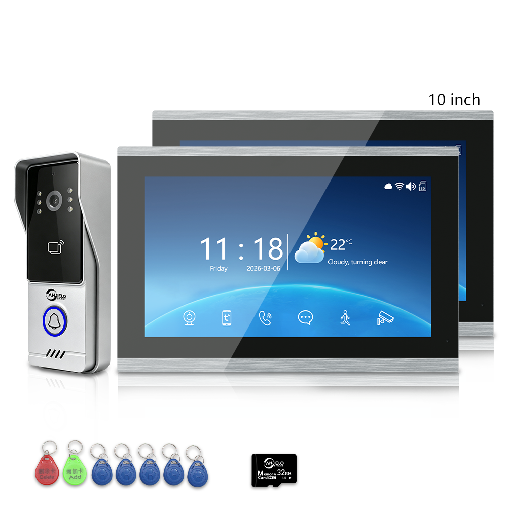 Wired 4‑Wire Smart Video Doorbell Intercom System | 1080P Infrared Night Vision IP65 Waterproof Tuya WiFi Video Door Phone with Touch Screen Monitor Motion Detection 3‑Way Unlock for Home Security