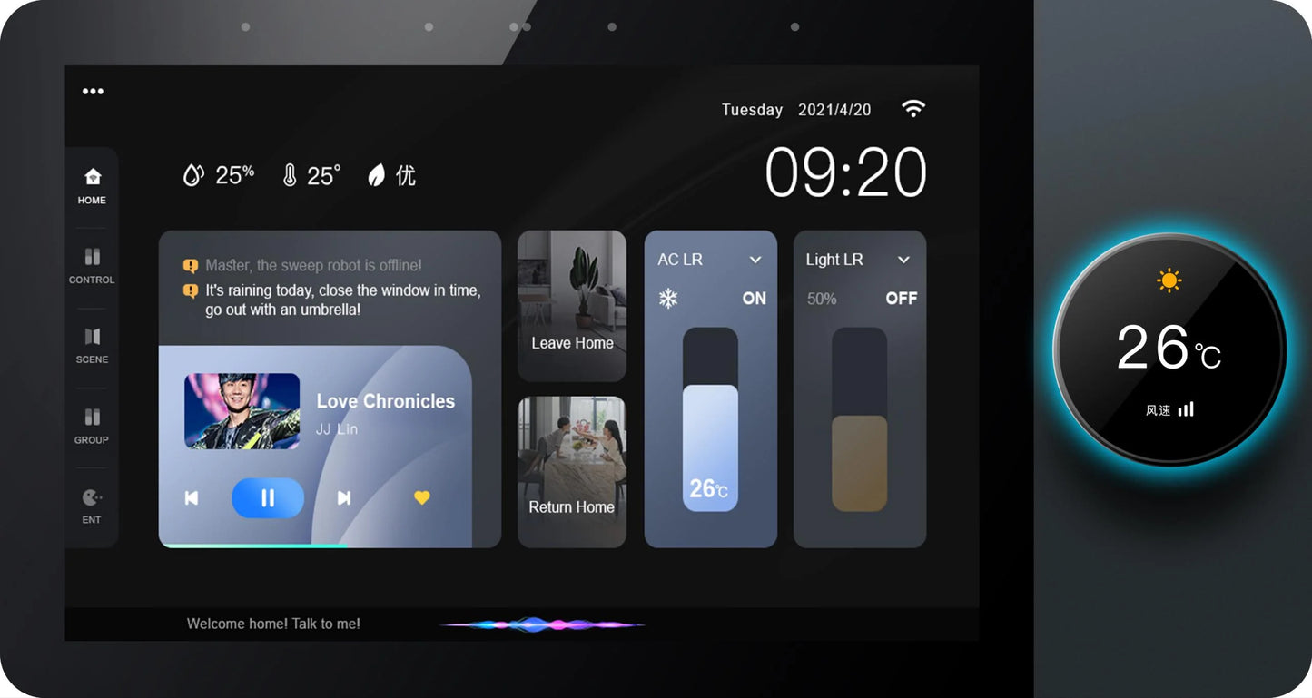 Anjielo 10 Inch Smart Home Hub with Integrated Dials for Seamless Integration and Ease of Use, Support 6 Language(English,Russian, Arabic, Persian, Polish, Portuguese)