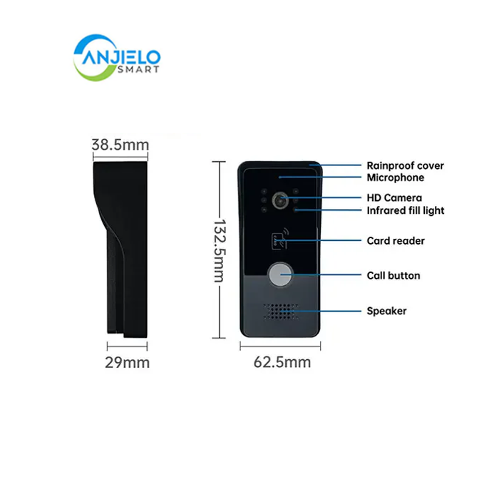 Anjielo 2 Wired Smart Video Doorbell Night Vision IP65 Waterproof PIR Motion Detection Wireless Intercom Door Bell