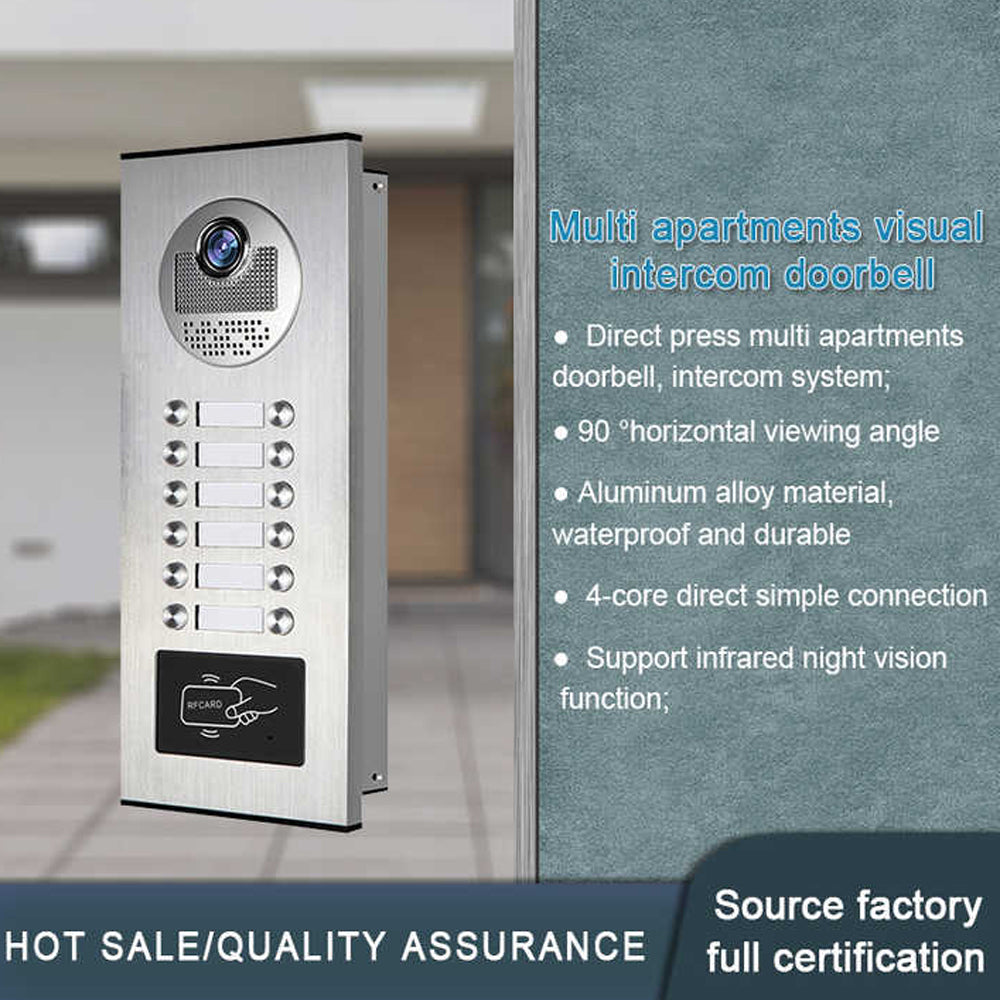 Anjielo Smart Home Wired Video Multi-family Apartment Intercom System,2/3/4/6/8/10/12 Units 7 inch Monitor Video Door Phone Kit,Indoor Outdoor Video Doorbell, ID Card Unlock, 2 Way Audio for Home and Villa