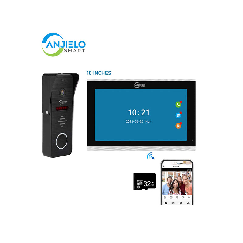 Anjielo New Tuya 7/10 Inch Video Wifi Intercom Tuya Smart Home Wired video doorbell System 1080P 148°Doorbell Camera Full Touch Monitor