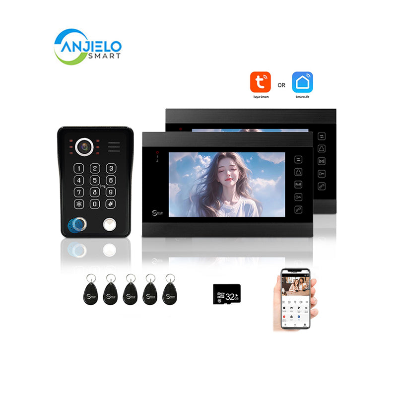 Anjielo Smart Home WiFi-Enabled 7" Touchscreen Video Doorphone - 1080p Resolution & App-Controlled Remote Locking for Android & iOS Devices