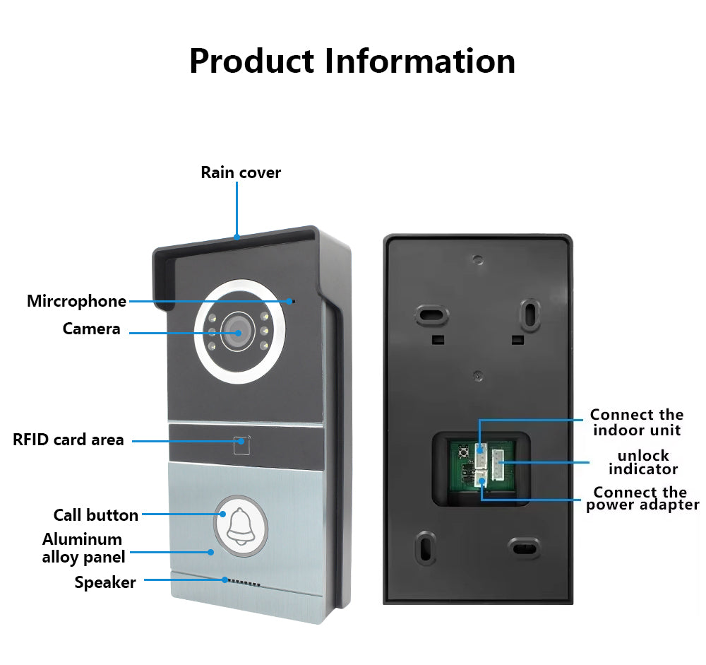 Anjielo Smart Home HD WIFi Video Intercom System Doorbell with RFID Unlock IR Night Vision for Home
