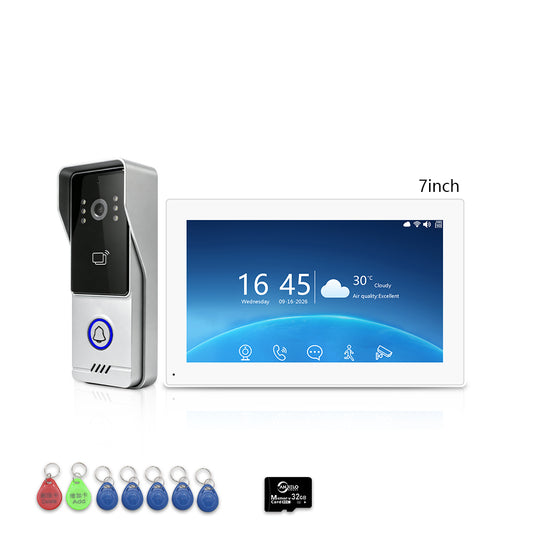 ANJIELO 2-Wire Tuya Smart Video Intercom System, 7/10 Inch Touch Indoor Monitor, 1080P Wired Doorbell with RFID Card Unlock, Night Vision, Motion Detection, IP65 Outdoor Camera, Remote Unlock via Smart Life App