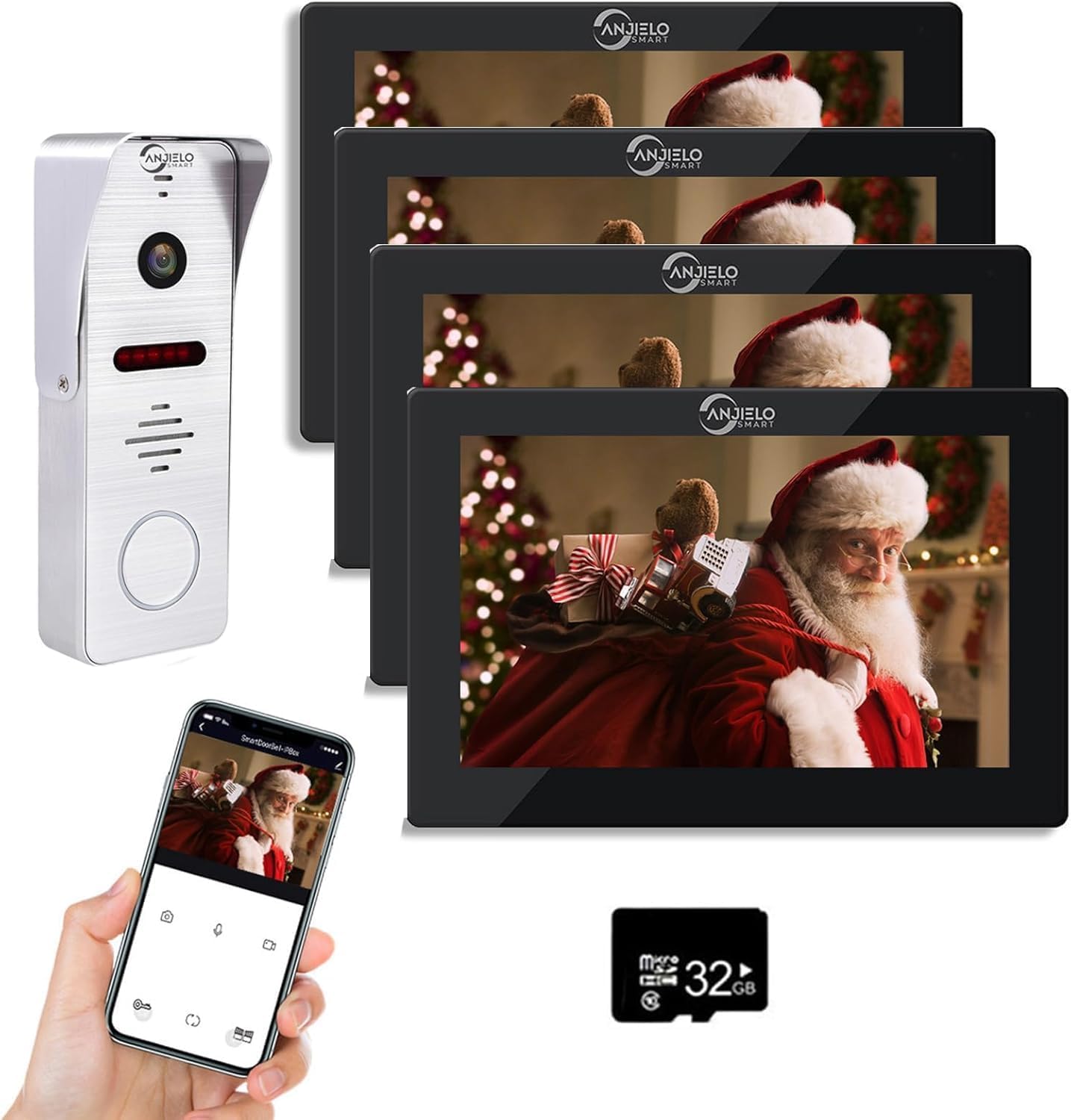 Anjielo Smart Home Wired Video Apartment Doorbell Intercom with 1080P HD Camera,7 Inch WiFi Touch Monitor System,Motion Detect,TUYA Smart Home Video Intercom Door Phone Kits for Home Villa