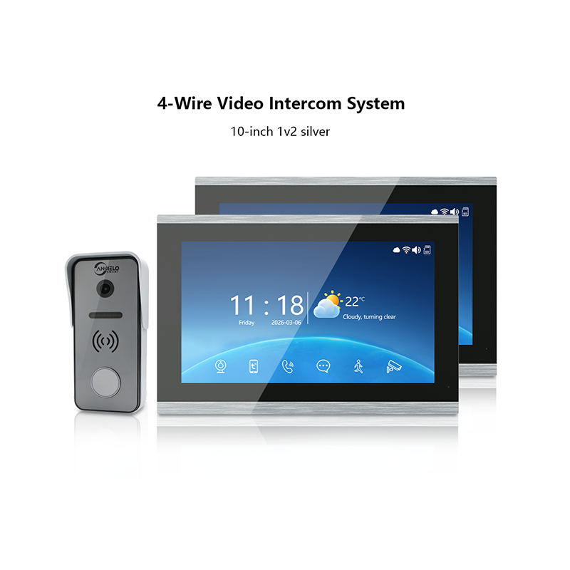 Anjielo 4-Wire Video Intercom System | Touchscreen + Tuya App Integration, 2-Way Audio, Night Vision & Motion Detection, Smart Access Control for Home & Villa