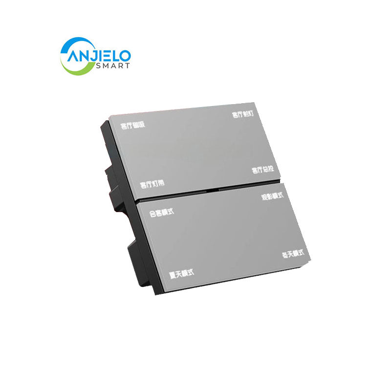 Anjielo Smart Home Zero-fire 8-key Zigbee Smart Switch for Tuya Smart Home Multi-Function Wall Light Gateway 240v Compatible Smart Life