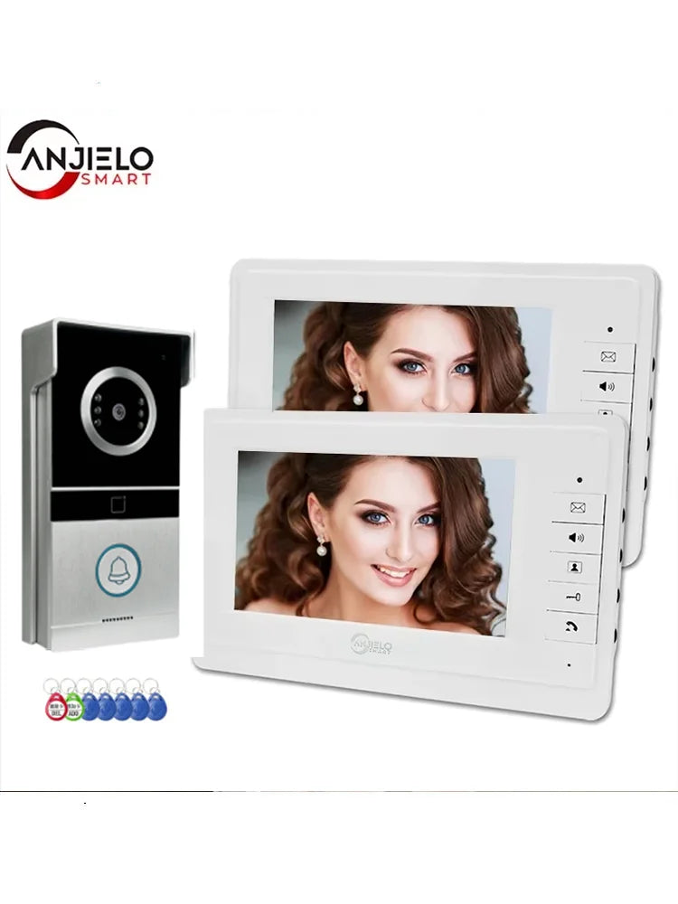 Anjielo Smart 7" TFT Video Doorphone with Color Display & IR Night Vision - Wired Home Security Intercom