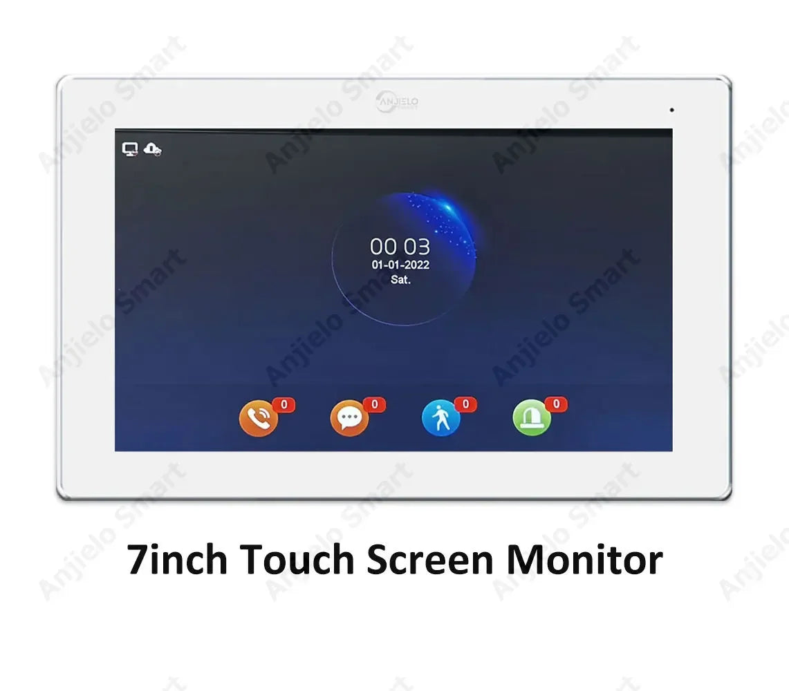 Anjielo Smart Home Tuya 7-inch Wired Doorbell with Touchscreen Display - Supports IP Cameras & Card Unlocking