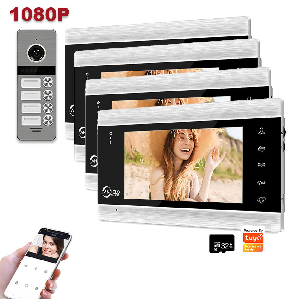 AnjieloSmart Tuya Smart 7" Video Doorbell - HD 1080p Wireless Wired Intercom for Apartments & Homes