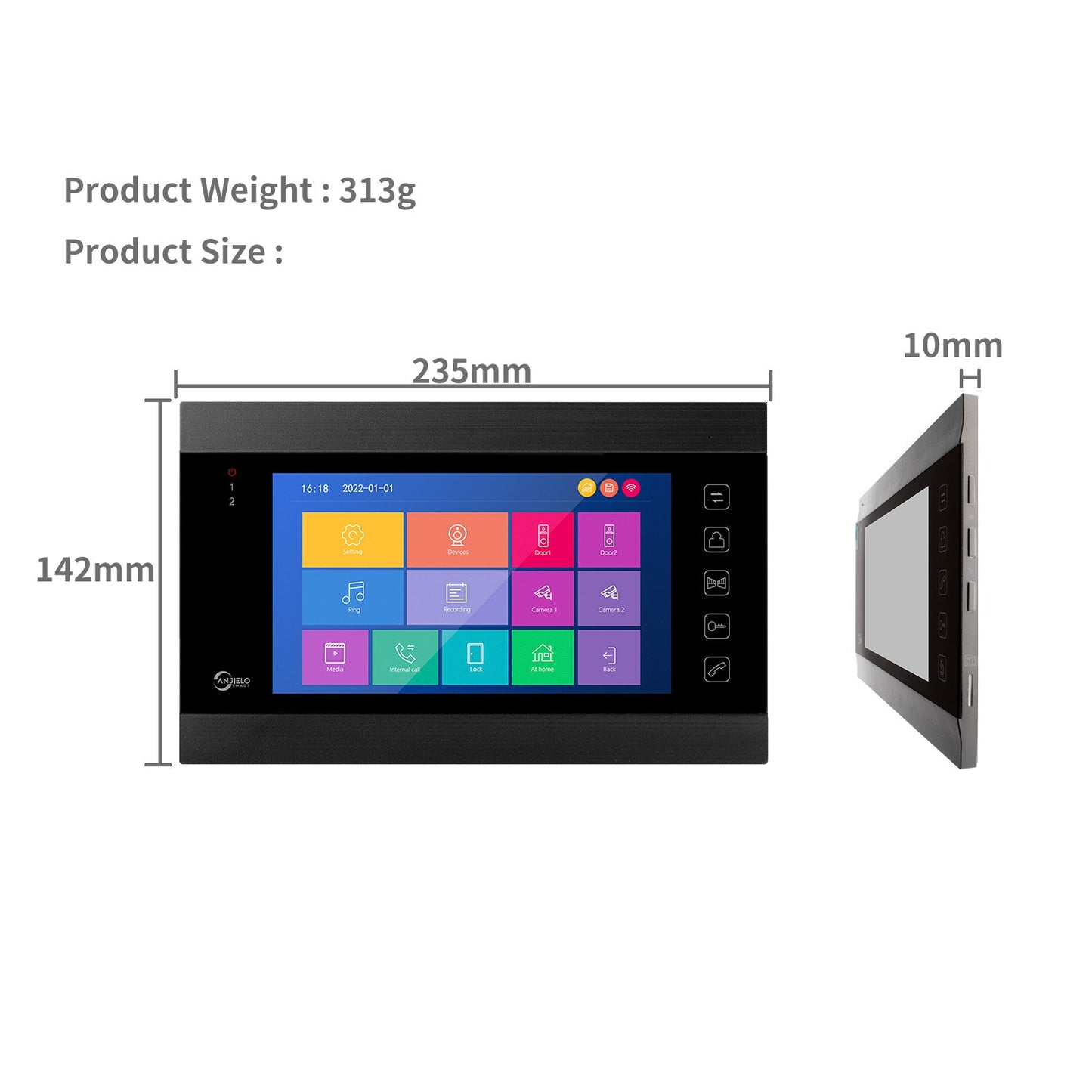 Anjielo Smart Home WIRED Video Intercom System 7 Inches Video Doorbell Door System Kits Support Unlock Monitoring for Villa Home Office Apartment