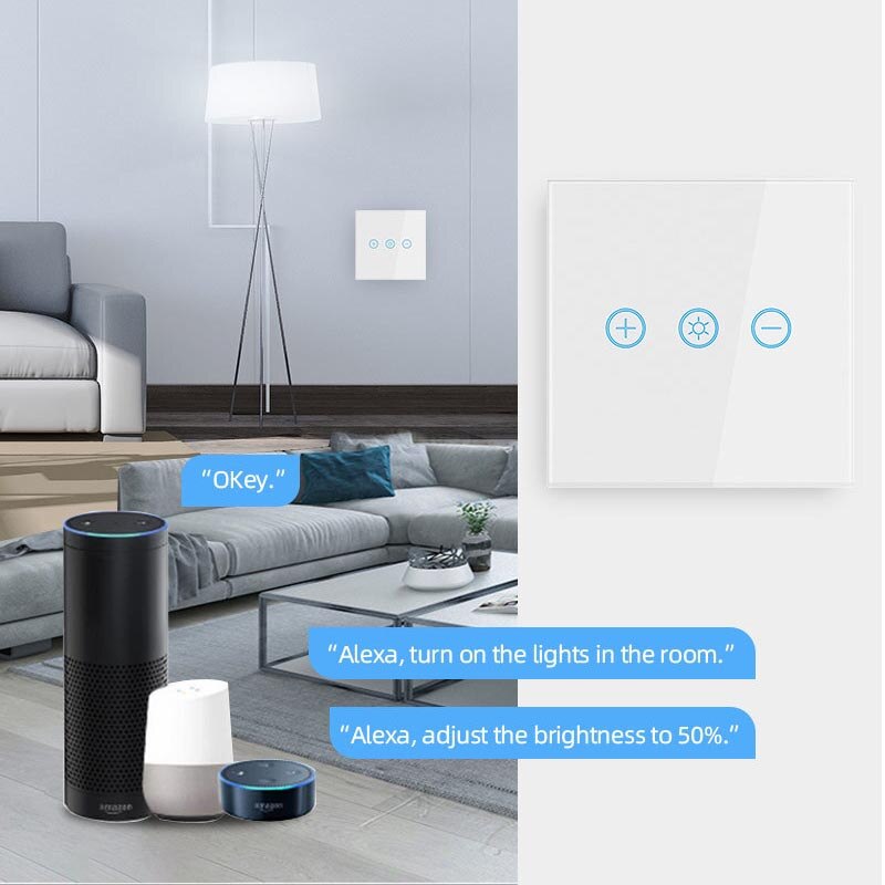 Anjielo Smart Home Dimmer Switch Alexa Voice Control APP Remote Control Wifi Switch Touch Smart Home Automation