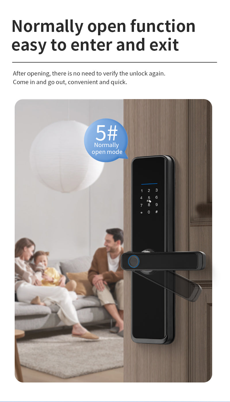Anjielo Smart Home Waterproof Smart lock WIFI APP Smart Door Lock Aluminum Fingerprint Inside Digital Handle Keyless Tuya Smart Door Lock