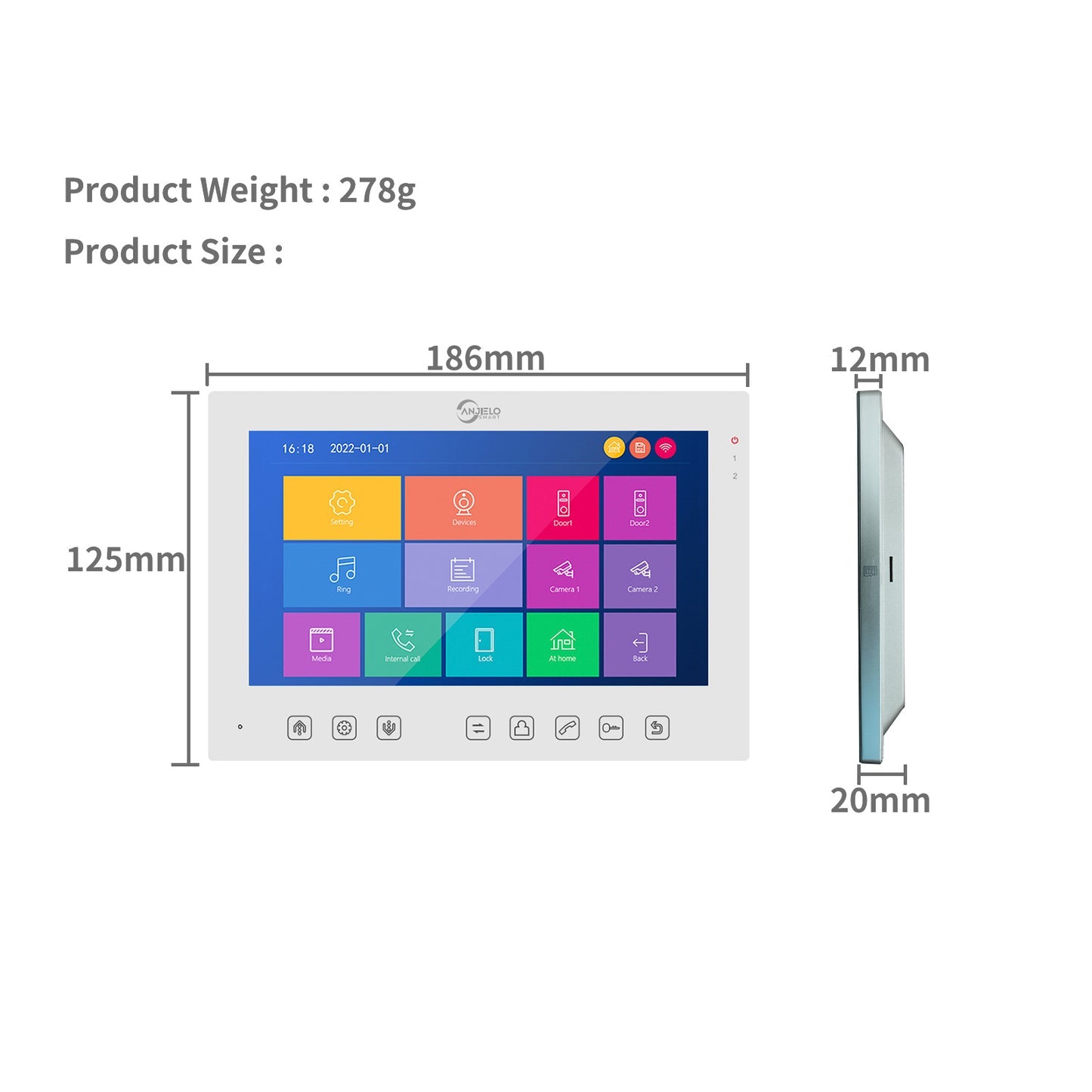 Anjielo Smart Home 7 Inch Wireless Wifi Smart Home Video Door kit Intercom System with 1080p Monitor Rainproof Doorbell Camera