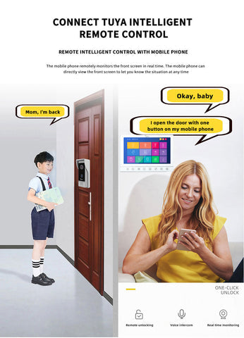 Anjielo Smart Home 10 inch Touch Button Monitor with Motion Detection Night Vision Doorbell Camera Video Intercom For Home Apartment