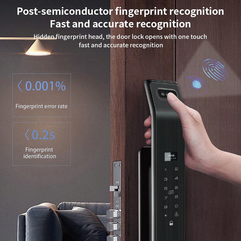 Anjielo Smart Home Tuya 3D Face Recognition Digital Smart Lock Fingerprint Password Electronic Door Lock RFID NFC Card Keyless Lock With Fingerprint Combination Code For Home Apartment