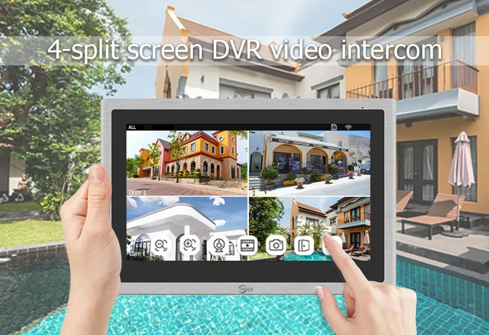 Anjielo Smart Home Tuya Smart Video Intercom with Camera 4CH 15.6inch Touch Screen IDVR 1080P Ddoorbell Intercoms For Apartment