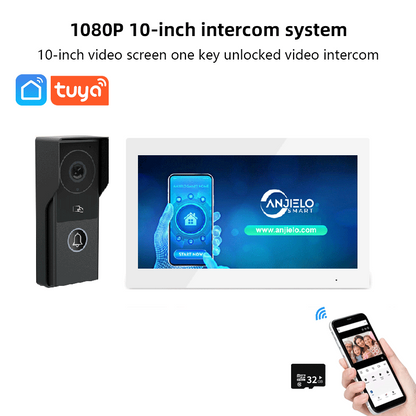 ANJIELO Smart Home Security Intercom System with 1080P 7/10-inch Touch Screen and Waterproof Door Phone, 140° Ultra-wide-angle Monitoring For Home