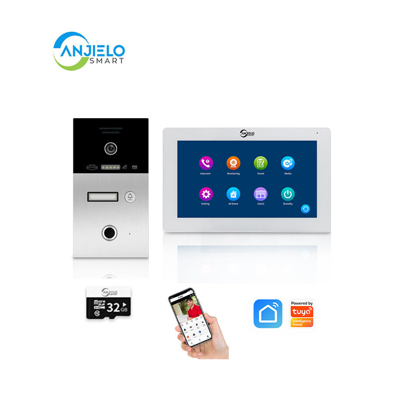 Anjielo Smart Home 2-Wire Video Intercom System HD Color Display -  Smart Door Phone with Night Vision, IP65 Weatherproof, 2-Way Audio for Home Security