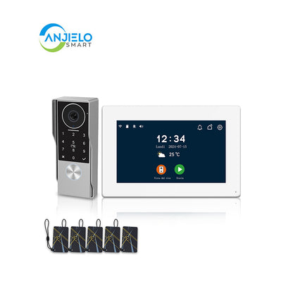 Anjielo Smart Home 2025 Latest 2-Wired Video Intercom 1080P Waterproof Touch Screen Unlocked by Swiping a Card with Password  for the Apartment Intercom System for Home Villa