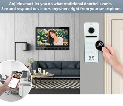 Anjielo Smart Home 7-Inch Smart Touchscreen Video Door Phone with 1080P HD Camera & Night Vision - 2-Door Intercom System for Homes, Villas and Apartments