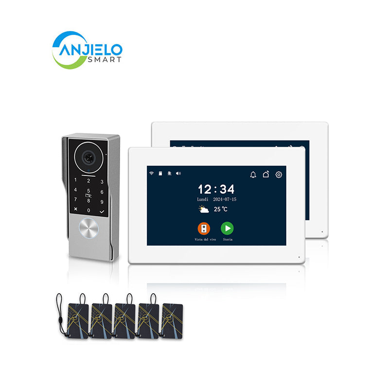 Anjielo Smart Home 2025 Latest 2-Wired Video Intercom 1080P Waterproof Touch Screen Unlocked by Swiping a Card with Password  for the Apartment Intercom System for Home Villa