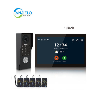 Anjielo Smart Home 2025 Latest 2-Wired Video Intercom 1080P Waterproof Touch Screen Unlocked by Swiping a Card with Password  for the Apartment Intercom System for Home Villa