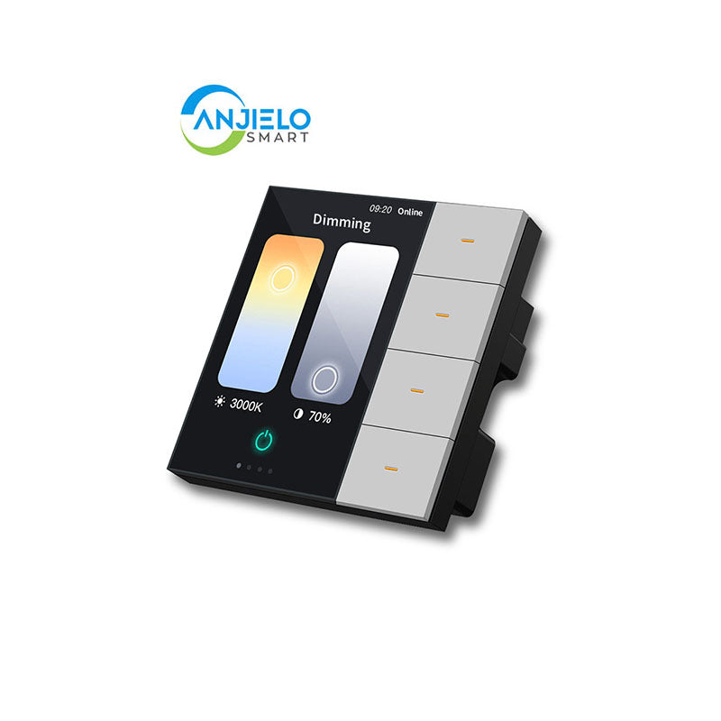 Anjielo Smart Home Tuya Wi-Fi Wall Switch with Touch Screen -3.5 Inch Remote Control Light Switch for Modern Homes