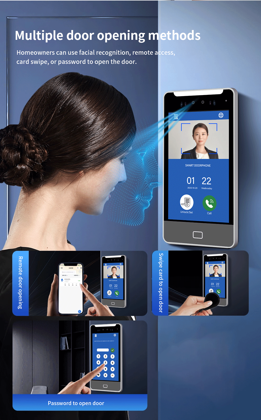 2025New Anjielo Tuya Smart  AI facial recognition building IP video intercom system 5-in-1 Unlock and Connect Multiple Monitors Integrated Solution