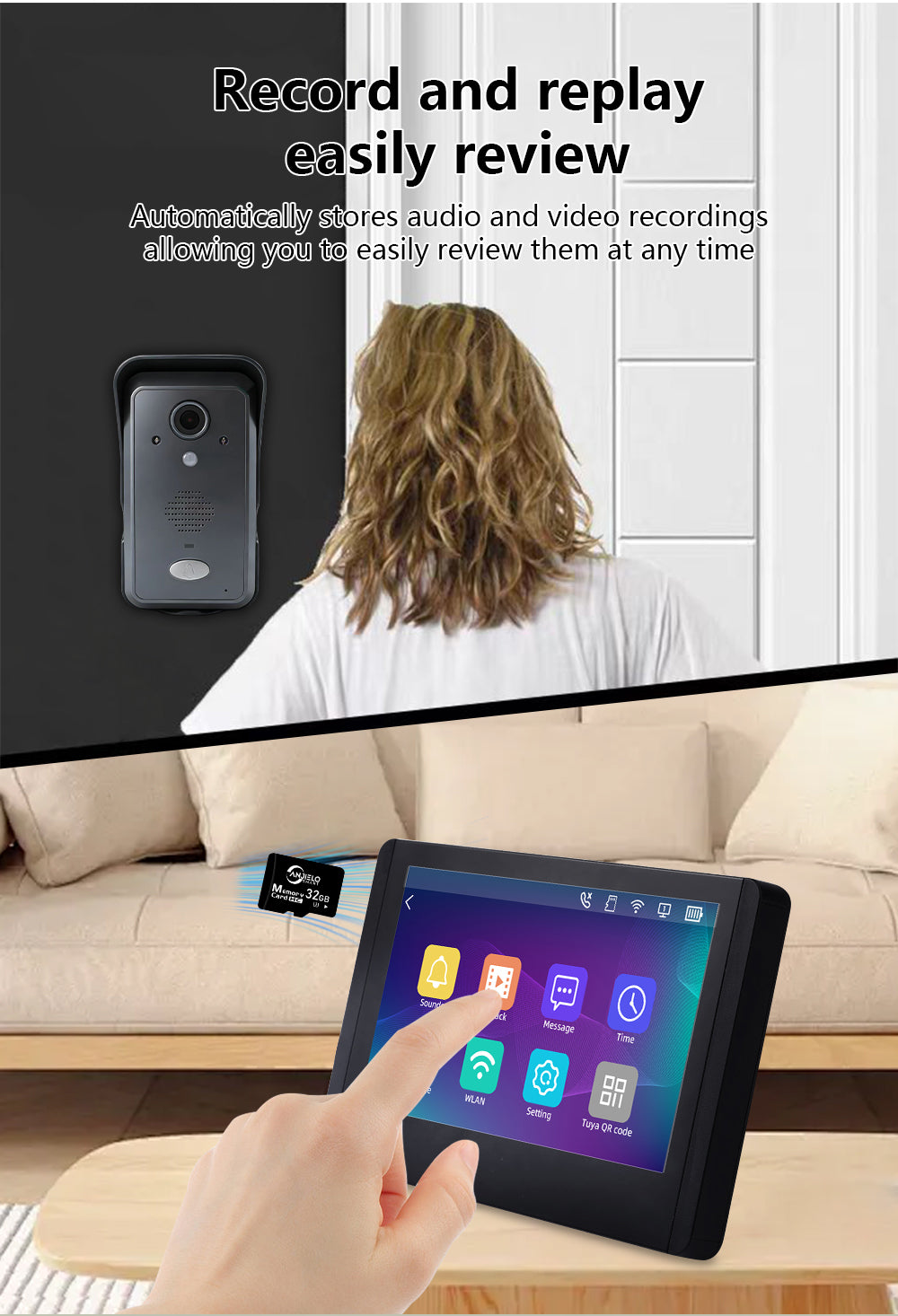Anjielo AHD 7-inch touchscreen Smart Wireless Doorbell with Video Intercom doorbell tuya app