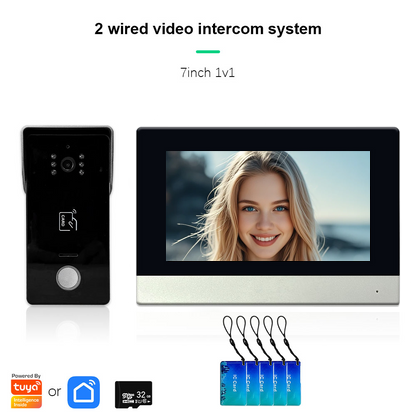 Anjielo Smart Home 1080P 2 Wired Video Doorbell Intercom System Tuya Wifi Motion Dection Doorbell With 7 /10Touch Screen Security Syste for home