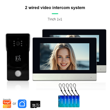 Anjielo Smart Home 1080P 2 Wired Video Doorbell Intercom System Tuya Wifi Motion Dection Doorbell With 7 /10Touch Screen Security Syste for home