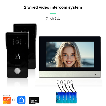 Anjielo Smart Home 1080P 2 Wired Video Doorbell Intercom System Tuya Wifi Motion Dection Doorbell With 7 /10Touch Screen Security Syste for home