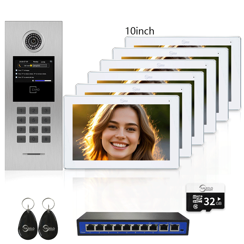 High Definition Tuya Smart Video Intercom System for Multiple Unit Buildings Includes KeyPad, IC Cards & Works up to 999 Users