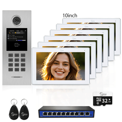 Anjielo Smart Home High Definition Tuya Smart Video Intercom System for Multiple Unit Buildings Includes KeyPad, IC Cards & Works up to 999 Users