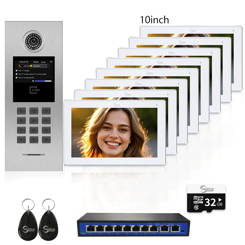 High Definition Tuya Smart Video Intercom System for Multiple Unit Buildings Includes KeyPad, IC Cards & Works up to 999 Users