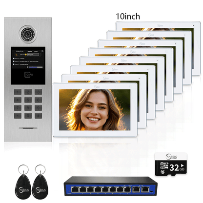Anjielo Smart Home High Definition Tuya Smart Video Intercom System for Multiple Unit Buildings Includes KeyPad, IC Cards & Works up to 999 Users