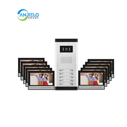 AnjieloSmart Tuya Wifi 9 inch Video Door Phone Intercom System for 2/3/4/5/6/8/10/12 Villa video Intercom Camera For Multi-Apartment