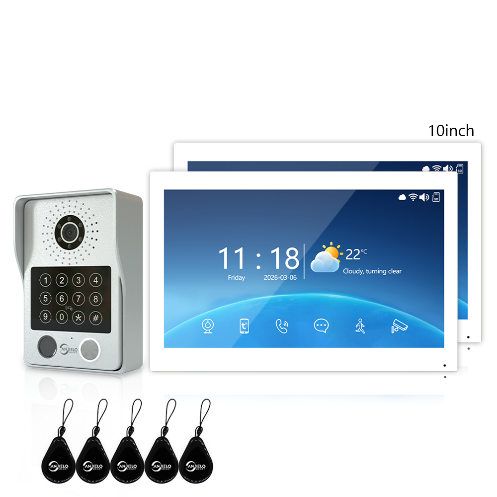 Anjielo Newest 4 wire Video Intercom System With Photo Frame Video Doorbell Motion Detection 5 in 1 unlocking Video Doorphone with Infrared Night Vision for Home and Villa