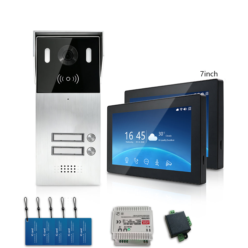 ANJIELO 2-Wire Multi-Tenant Tuya Smart Video Intercom System | Multi-Apartment Video Door Phone, Remote App Unlock, Waterproof Outdoor Station, 7/10 inch Indoor Touch Monitor