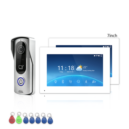ANJIELO SMART 4-Wire Tuya Video Intercom System, 1080P Wired Villa Door Phone, Motion Detection, IR Night Vision, Multi Indoor Monitor Intercom, RFID Card + APP Remote Unlock