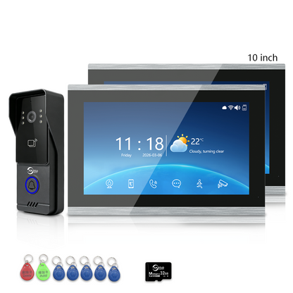 Wired 4‑Wire Smart Video Doorbell Intercom System | 1080P Infrared Night Vision IP65 Waterproof Tuya WiFi Video Door Phone with Touch Screen Monitor Motion Detection 3‑Way Unlock for Home Security