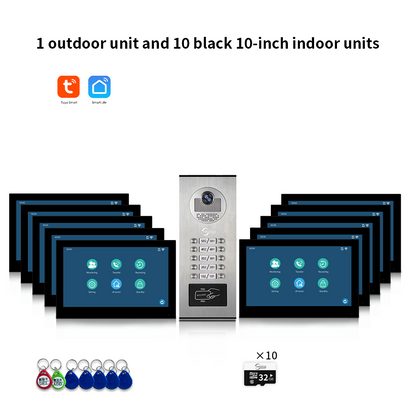 Anjielo Smart Home 1080P Tuya Building Smart Video Doorphone for Multi-Apartment Metal Doorbell Video Intercom System AHD 7inch Monitor