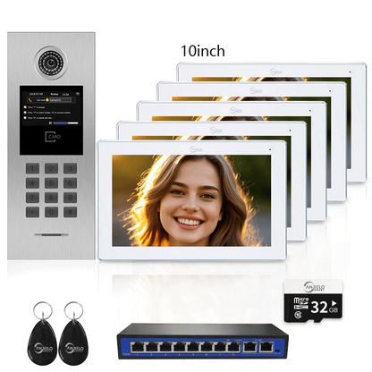 Anjielo Smart Home High Definition Tuya Smart Video Intercom System for Multiple Unit Buildings Includes KeyPad, IC Cards & Works up to 999 Users