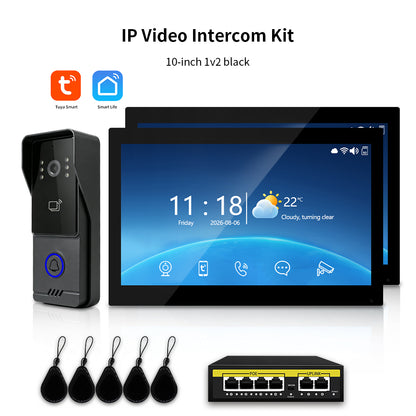 Tuya Smart IP Video Intercom System | 7/10 Inch Touch Monitor, 1080P Wired Doorbell Camera, RFID Card, Remote Unlock, Two-Way Audio, Infrared Night Vision for Villa Home Security