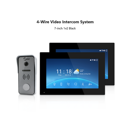 Anjielo 4-Wire Video Intercom System | Touchscreen + Tuya App Integration, 2-Way Audio, Night Vision & Motion Detection, Smart Access Control for Home & Villa