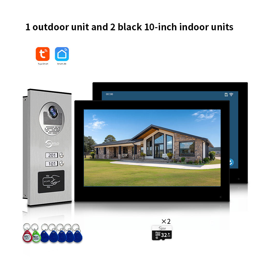 Anjielo Smart Home 1080P Tuya Building Smart Video Doorphone for Multi-Apartment Metal Doorbell Video Intercom System AHD 7inch Monitor