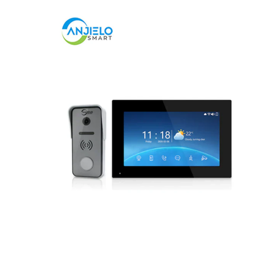 Anjielo 4-Wire Video Intercom System | Touchscreen + Tuya App Integration, 2-Way Audio, Night Vision & Motion Detection, Smart Access Control for Home & Villa